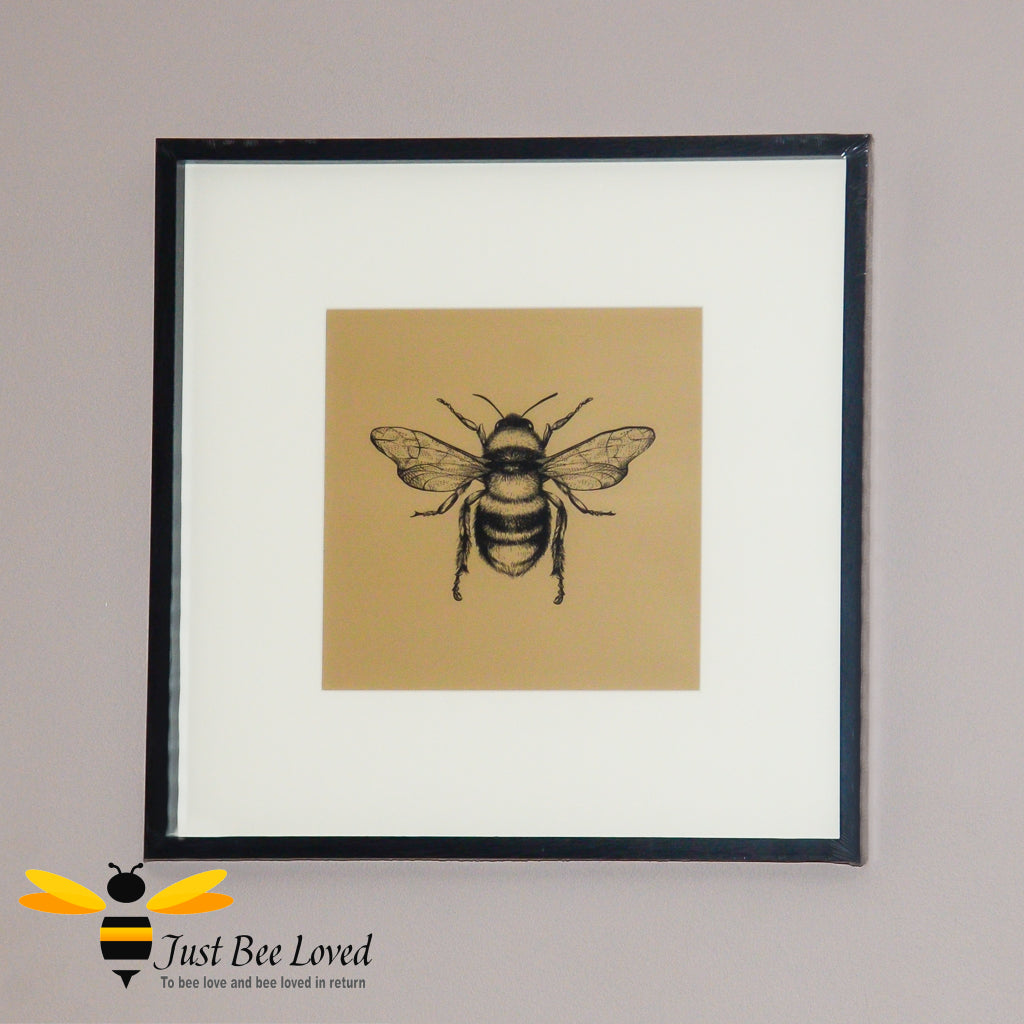 Temerity Jones Framed black bee on gold wall art