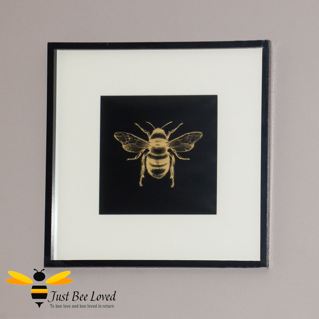Temerity Jones Framed gold bee on black wall art
