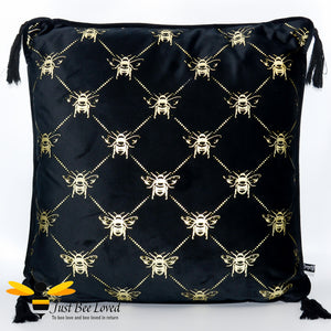Temerity Jones Black & Gold velvet bumblebees scatter cushion