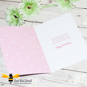 Just Bee Loved children's 'Little Bee' birthday greeting card with a 'This Little Bee' poem.