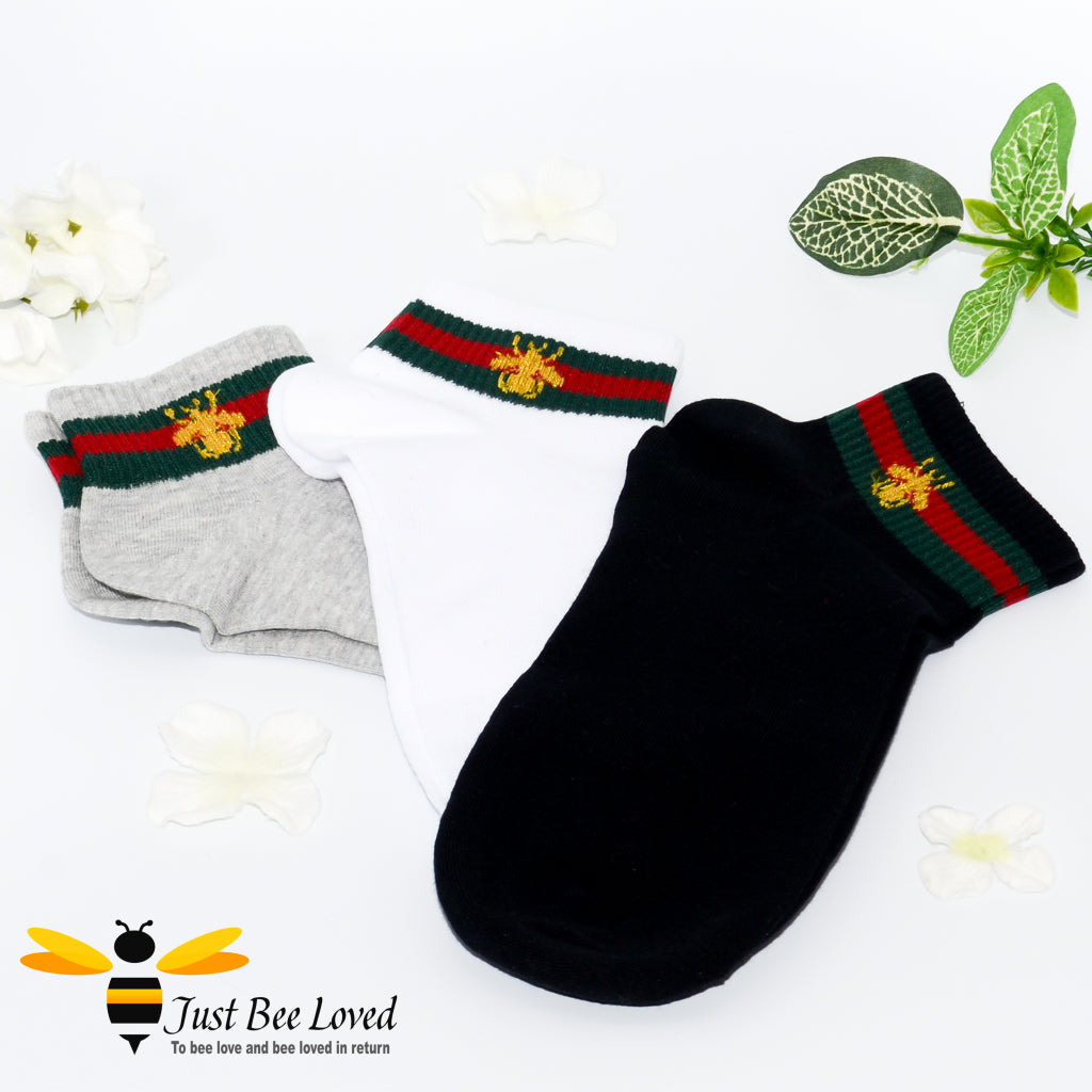 Unisex Bee embroidered anklet socks