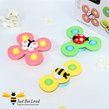 Load image into Gallery viewer, Bee ladybird butterfly spinner sucker bath toys
