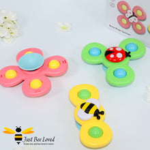 Load image into Gallery viewer, Bee ladybird butterfly spinner sucker bath toys