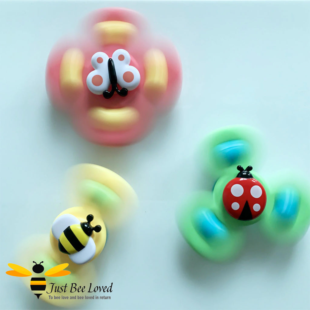 Bee ladybird butterfly spinner sucker bath toys