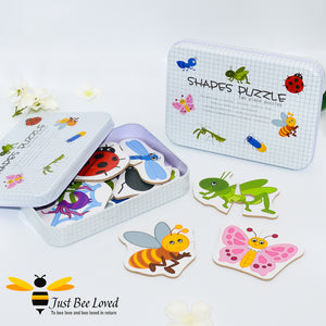 Children's Garden Insects Bee Wooden Shapes Puzzle Set