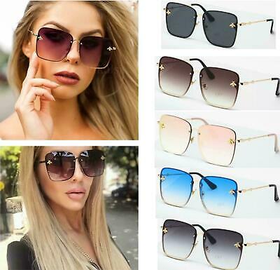 Square oversized rimless bee sunglasses
