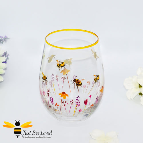 Jennifer Rose Busy Bees Gold Rim Stemless Wine Glass – Just Bee Loved