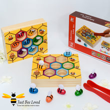 Load image into Gallery viewer, Children&#39;s Bee and hive wooden puzzle board game