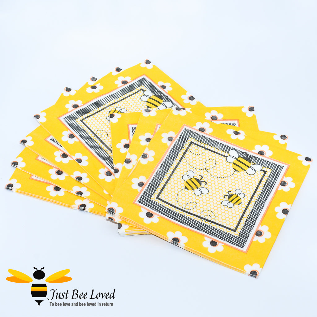 Orange bee themed party paper napkins