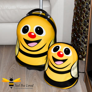 Children's Bumble Bee Wheeled Pulley Luggage Suitcase and matching backpack set