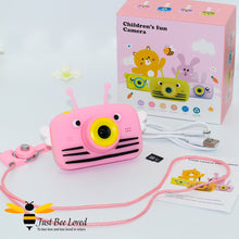 Load image into Gallery viewer, Children&#39;s Digital Mini Bumble Bee Camera in pink, yellow, blue colours