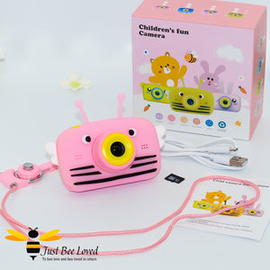 Children's Digital Mini Bumble Bee Camera in pink, yellow, blue colours