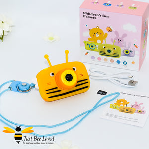 Children's Digital Mini Bumble Bee Camera in pink, yellow, blue colours