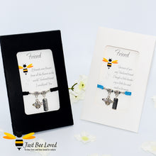 Load image into Gallery viewer, Handmade Shamballa Bee Charm bracelets for friend with sentimental verse cards