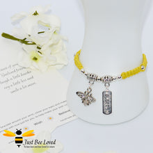 Load image into Gallery viewer, Handmade yellow Shamballa Bee Charm wish bracelet for friend with sentimental verse cards