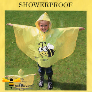 Children's Buzzy Bees Yellow Hooded Poncho Raincoat