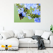 Load image into Gallery viewer, Just Bee Loved Bumblebee and Blue Saliva Graphic Canvas Art Wall Decor by Landscape &amp; Nature Photographer Yasmin Flemming