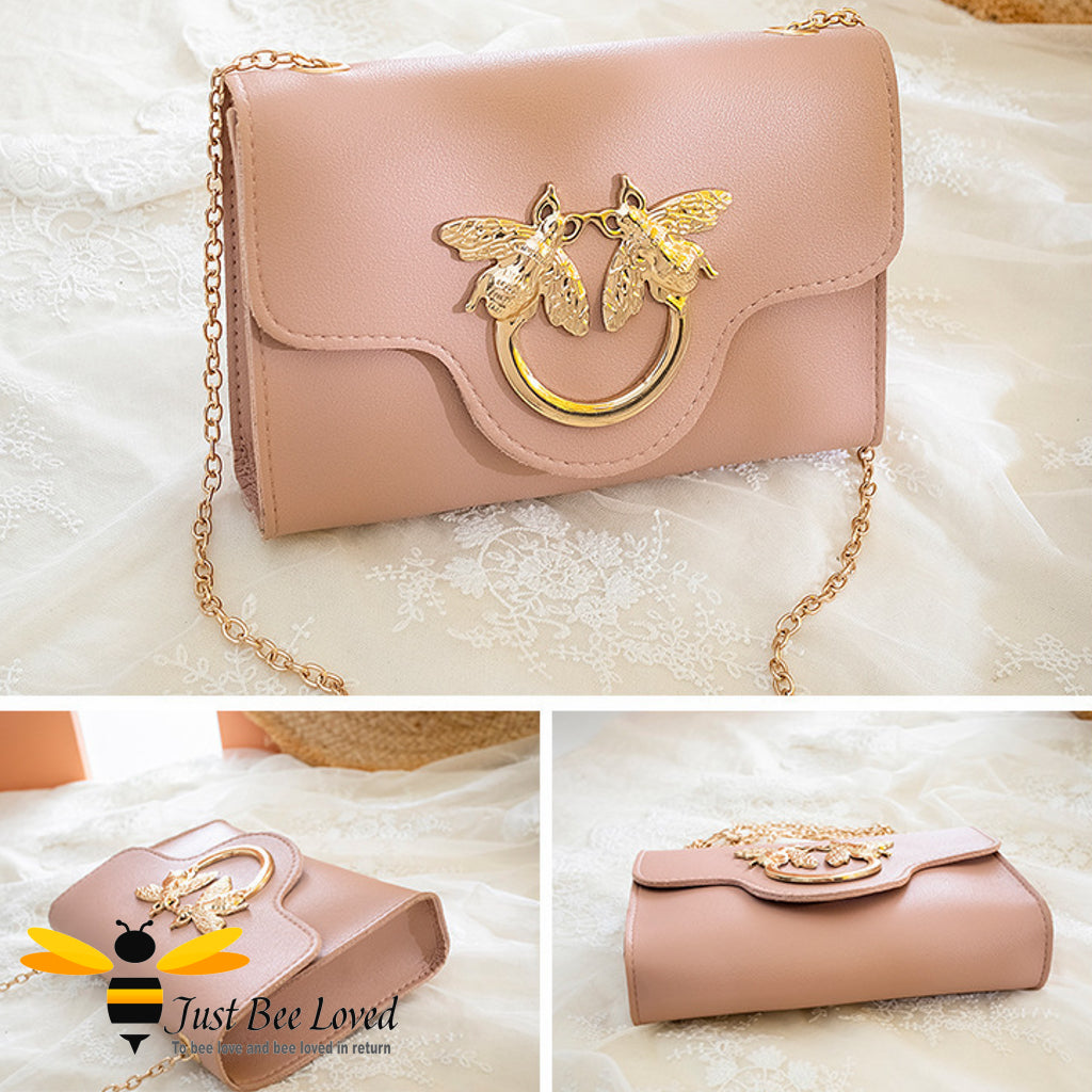 Salmon pink mini bees handbag purse