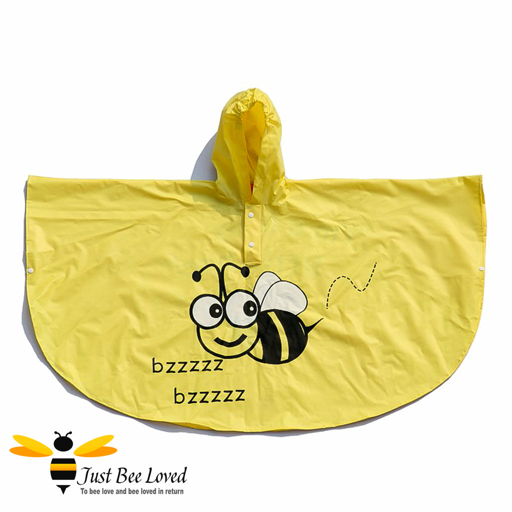 Children's Buzzy Bees Yellow Hooded Poncho Raincoat