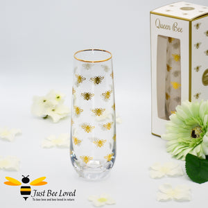 Glittering Queen Bee Glass Stemless Champagne Flute in Matching Gift Box from the Leonardo Collection
