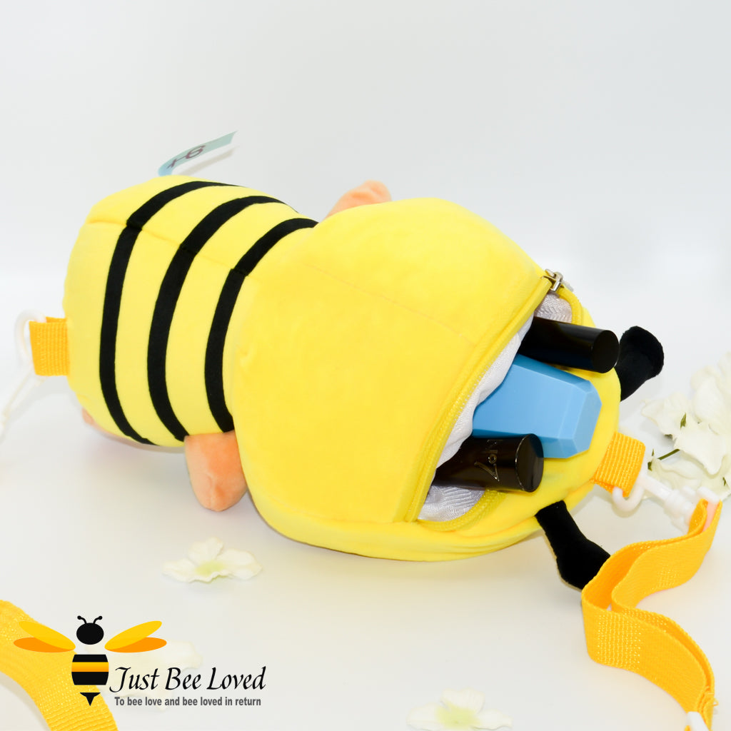 plush bumblebee teddy cross body toy bag