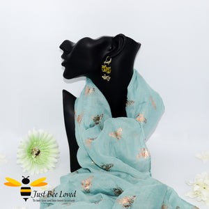Bee Print Lightweight Scarf & Brooch Gift Set - 9 Colours